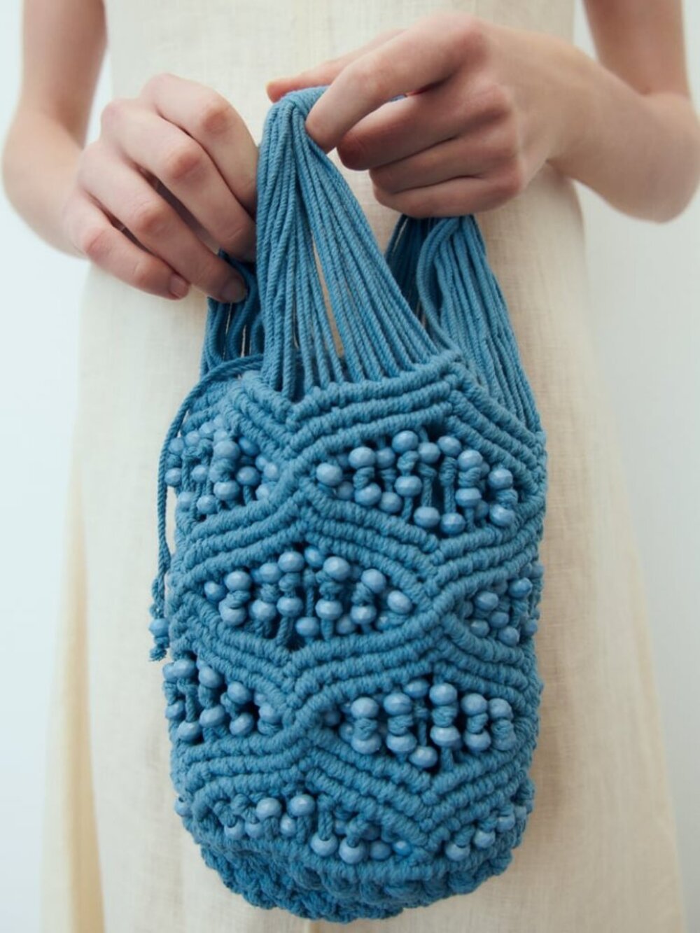 NEW ZARA Rope Beaded Bucket Bag Mini Crochet Bag